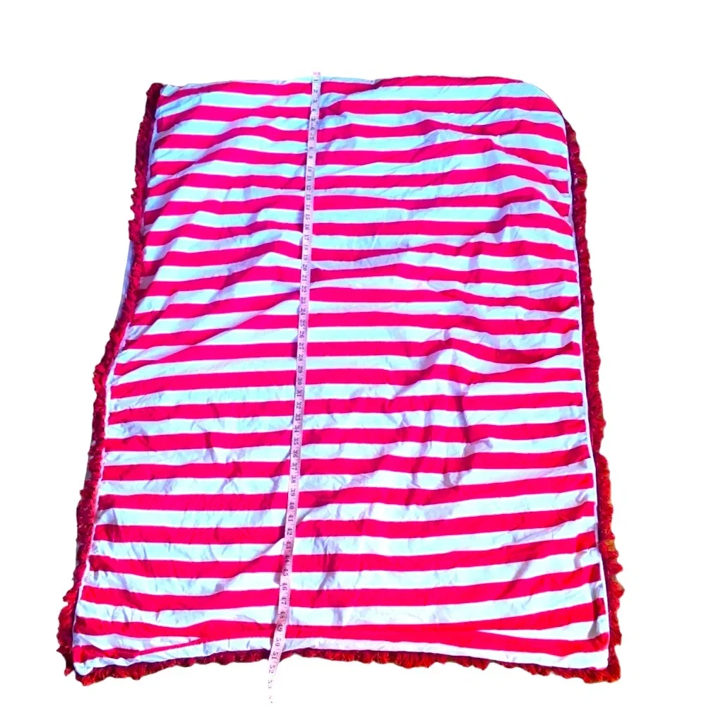 Rare Indah Reverasable Terry Cloth cotton Beach Towel in Red and white Stripes